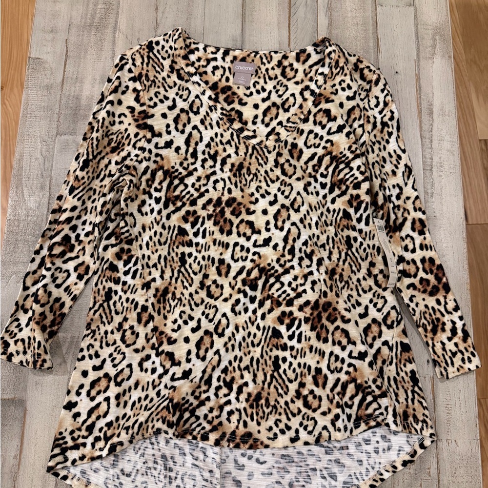 Chicos Leopard Print Women's Top- size 0/small- new with tags